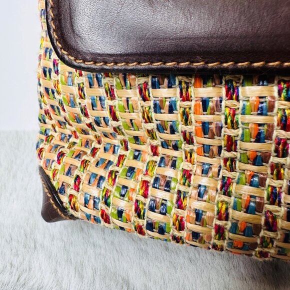 Fossil Purse Woven Straw Leather Shoulder Bag - Picture 2 of 11